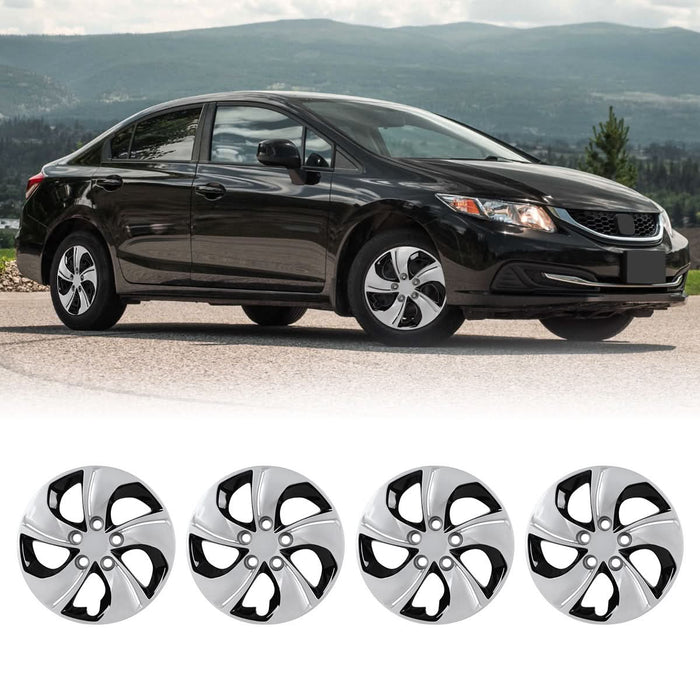 WOLFSTORM 4-Pack 15 Inch Wheel Rim Cover Hubcaps for 2013-2015 HONDA CIVIC SEDAN