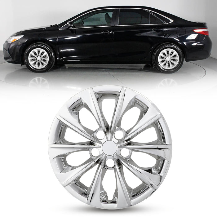 WOLFSTORM 16 Inch Hubcaps Fit for 2015-2017 TOYOTA CAMRY & 2015-2017 TOYOTA CAMRY, Set of 4 Chrome Wheel Covers, ABS&PC Material Wheel Rim Covers for Steel Wheels, Snap-On Installation, 4-Piece