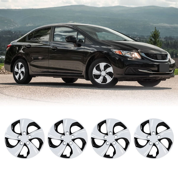 WOLFSTORM 4-Pack 15 Inch Wheel Rim Cover Hubcaps for 2013-2015 HONDA CIVIC SEDAN