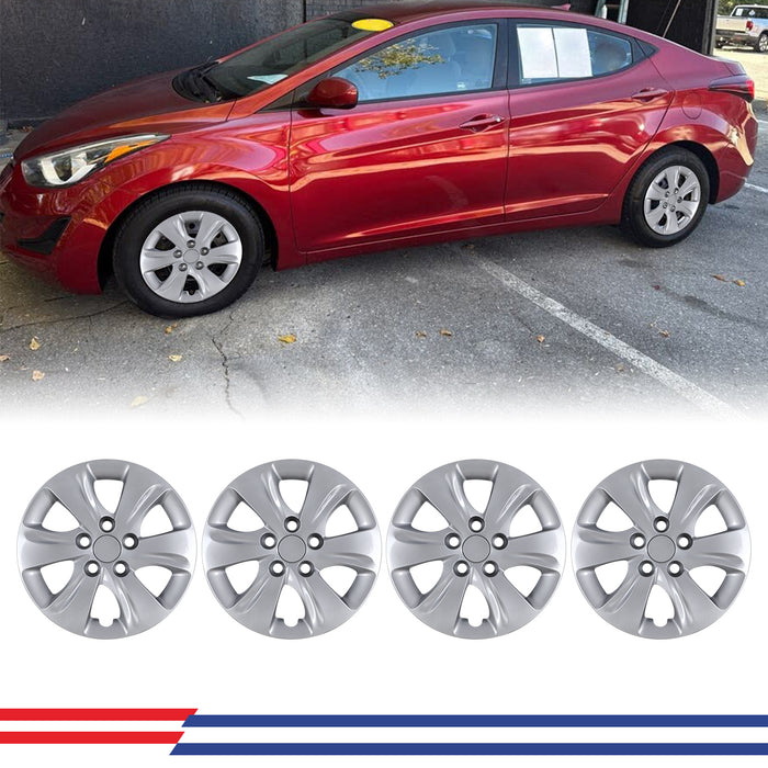 WOLFSTORM 4-Pack 15 Inch Wheel Rim Cover Hubcaps for 2011-2016 Hyundai Elantra Sedan