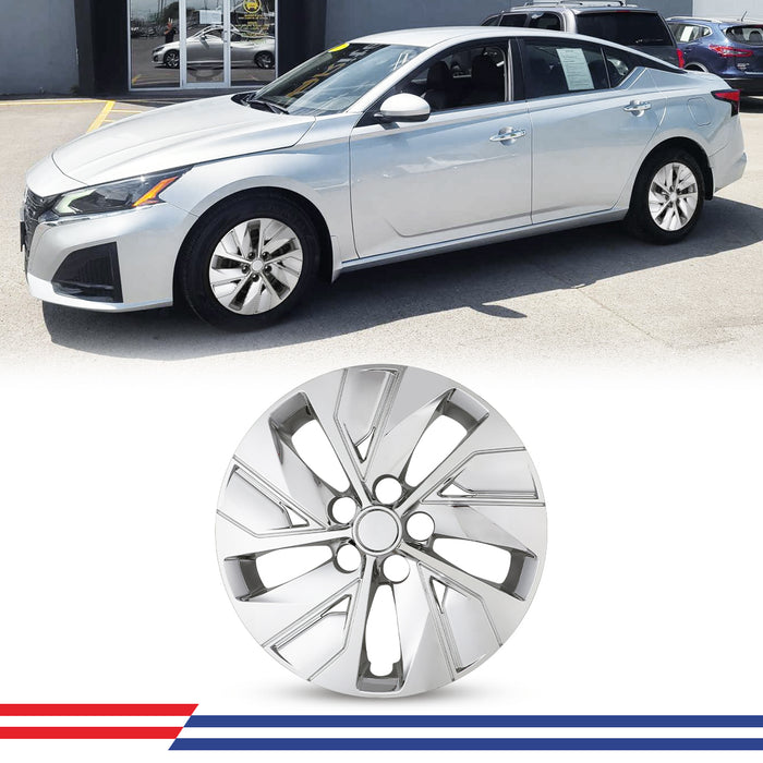 WOLFSTORM 16 Inch Hubcaps Fit for 2019-2025 Nissan Altima, Set of 4 Chrome Wheel Covers, ABS&PC Material Wheel Rim Covers for Steel Wheels, Snap-On Installation, 4-Piece