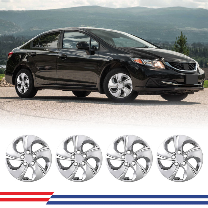 WOLFSTORM 4-Pack 15 Inch Wheel Rim Cover Hubcaps for 2013-2015 HONDA CIVIC SEDAN