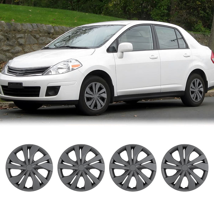 WOLFSTORM 4-Pack 15 Inch Wheel Rim Cover Hubcaps for 2007-2026 NISSAN VERSA