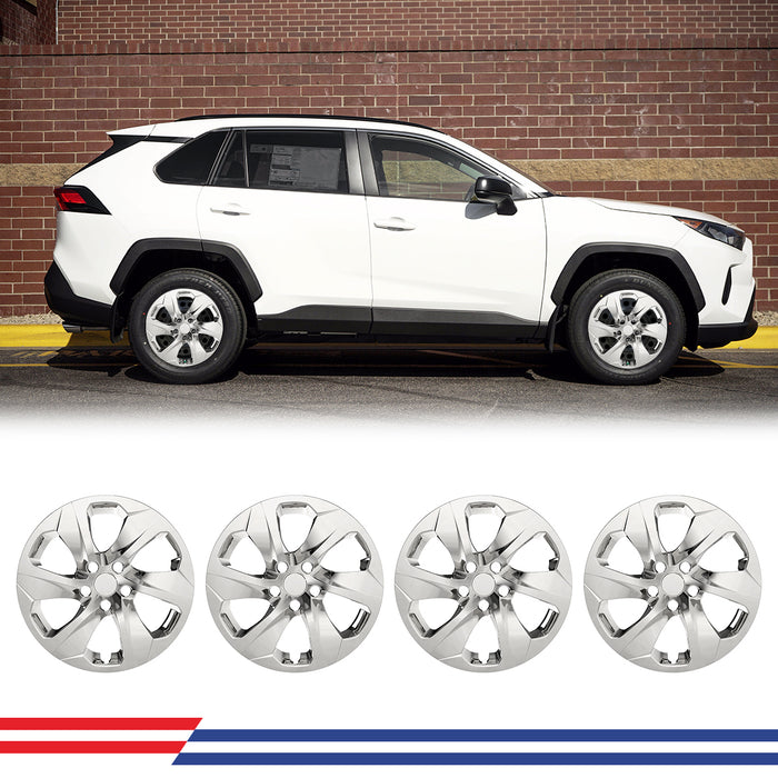 WOLFSTORM Black Matte Hubcaps for Toyota RAV4 2019-2025, Set of 4 Snap-on Installation Wheel Rim Covers Compatible with Steel Wheels, ABS&PC Material Hub Caps-17 Inch Black Matte 4-Piece Set