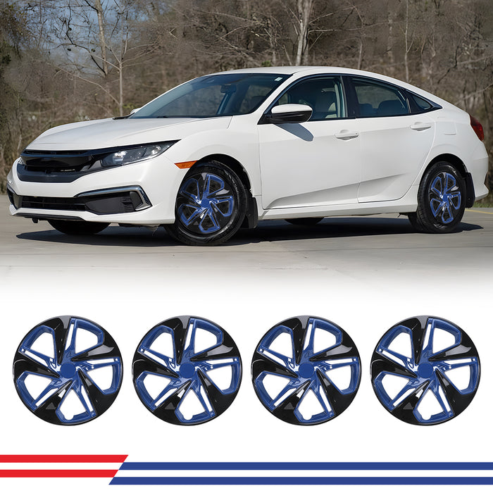 WOLFSTORM 16 Inch Hubcaps for 2016-2025 Honda Civic SEDAN, Set of 4 Snap-on Installation Wheel Rim Covers Compatible with Steel Wheels, ABS&PC Material Hub Caps-16 Inch Black Lacquer & Red Lacquer 4-Piece Set