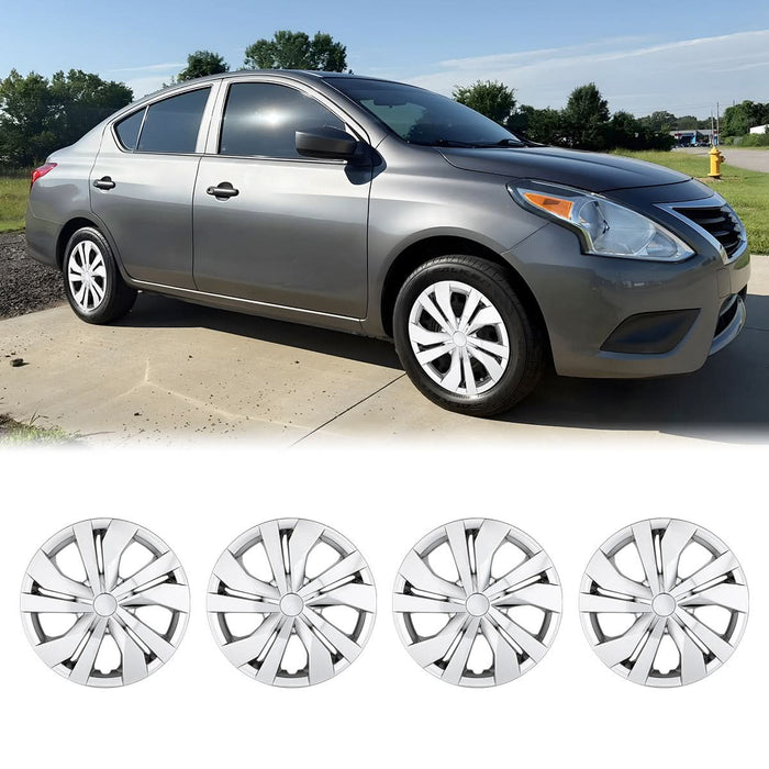 WOLFSTORM 4-Pack 15 Inch Wheel Rim Cover Hubcaps for 2007-2026 NISSAN VERSA