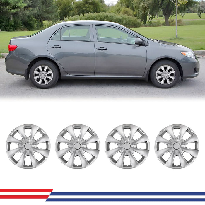 WOLFSTORM 4-Pack 15 Inch Wheel Rim Cover Hubcaps for 2009-2019 TOYOTA COROLLA