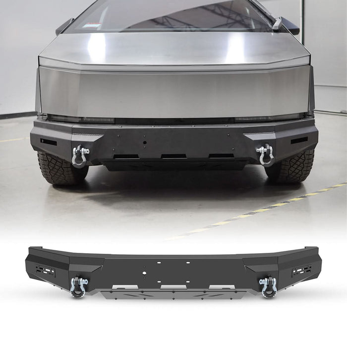 Front Bumper Assembly Fits for 2024 2025 Tesla Cybertruck, A Set of 2 D-Rings Included, Optional Side Wings, Skid Plate, Rear Bumper