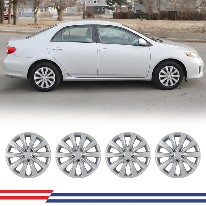 WOLFSTORM 16 Inch Hubcaps Wheel Cover w/Decorative Screws Fit for 2009-2013 TOYOTA COROLLA