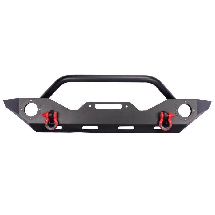 Front Bumper with D-Ring, Winch Plate & Fog Light Housing for Jeep Wrangler and Gladiator