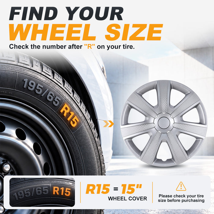 WOLFSTORM Hubcaps Wheel Covers 15 Inch
