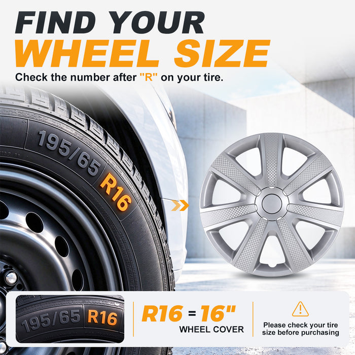WOLFSTORM Hubcaps Wheel Covers 16 Inch