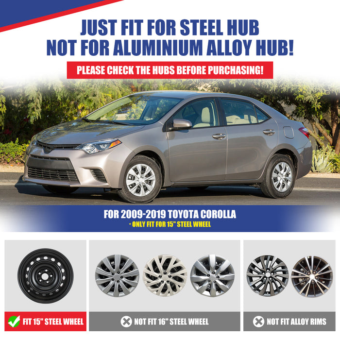 WOLFSTORM 4-Pack 15 Inch Wheel Rim Cover Hubcaps for 2009-2019 TOYOTA COROLLA