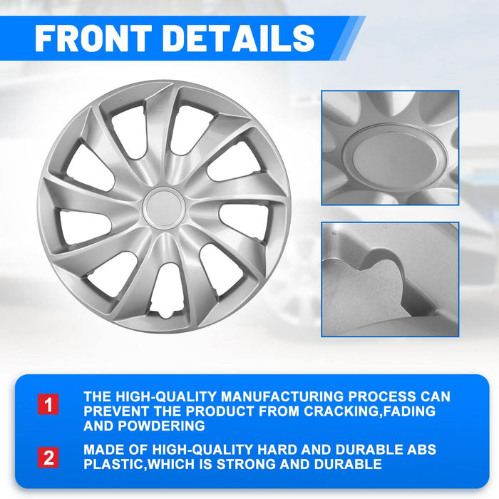 WOLFSTORM 4-Pack 13 Inch Universal Hubcaps for Steel Wheel Rims Cover