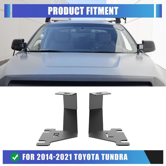 WOLFSTORM A-Pillar LED Lights Bar Mounting Brackets for 2014-2021 Toyota Tundra