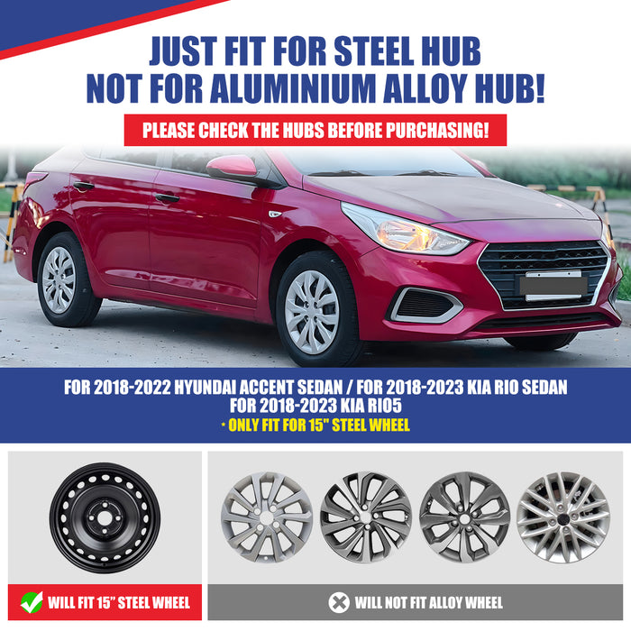 WOLFSTORM 4-Pack 15 Inch Wheel Rim Cover Hubcaps for 2018-2022 HYUNDAI ACCENT SEDAN