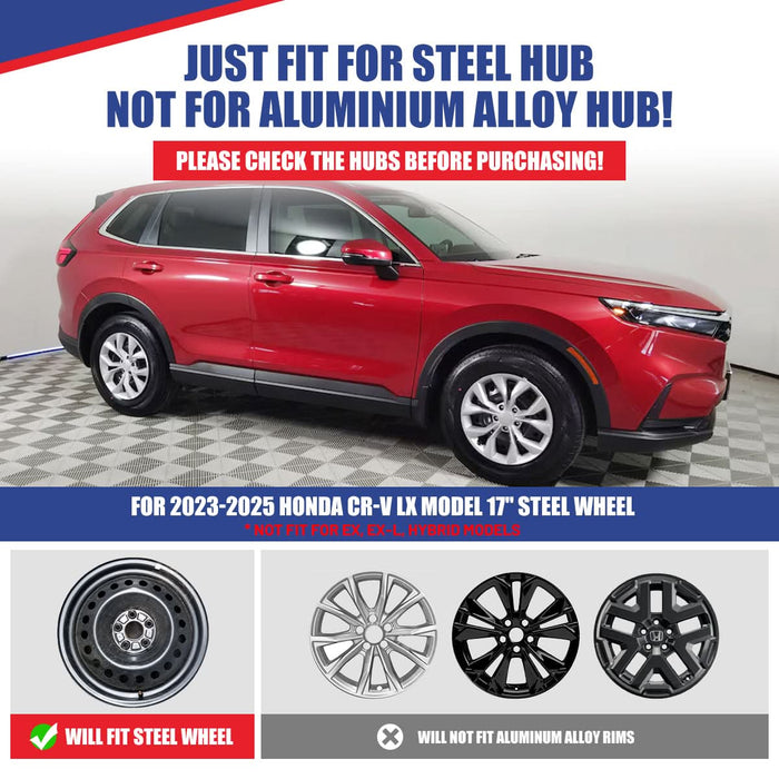 WOLFSTORM 17 Inch Hubcaps Fit for 2023-2025 HONDA CR-V LX Model, Set of 4 Wheel Covers, PP Material Wheel Rim Covers for Steel Wheels, Snap-On Installation, 17 Inch Silver Lacquer 4-Piece