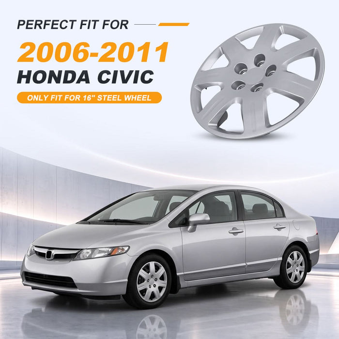WOLFSTORM 4-Pack 16 Inch Wheel Rim Cover Hubcaps for 2006-2011 Honda Civic