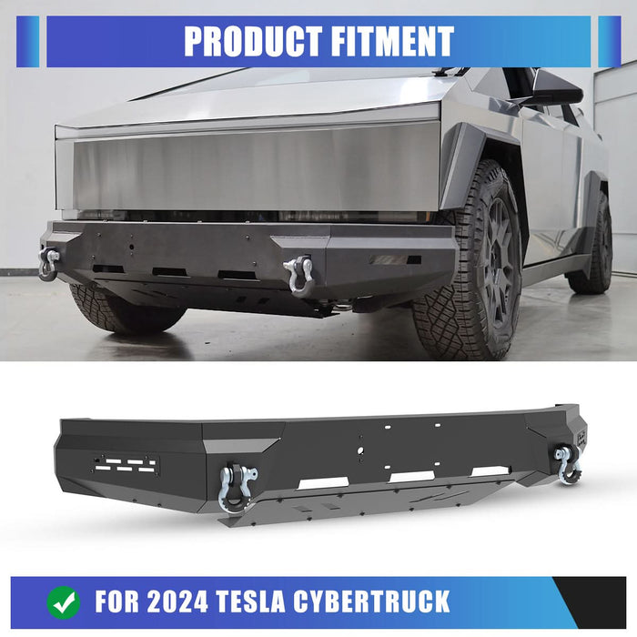 Front Bumper Assembly Fits for 2024 2025 Tesla Cybertruck, A Set of 2 D-Rings Included, Optional Side Wings, Skid Plate, Rear Bumper
