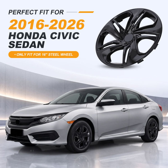 WOLFSTORM 16 Inch Hubcaps Wheel Cover for 2016-2026 Honda Civic SEDAN