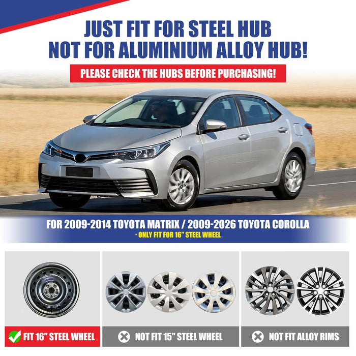 WOLFSTORM 4-Pack 16 Inch Wheel Rim Cover Hubcaps for 2009-2013 TOYOTA COROLLA