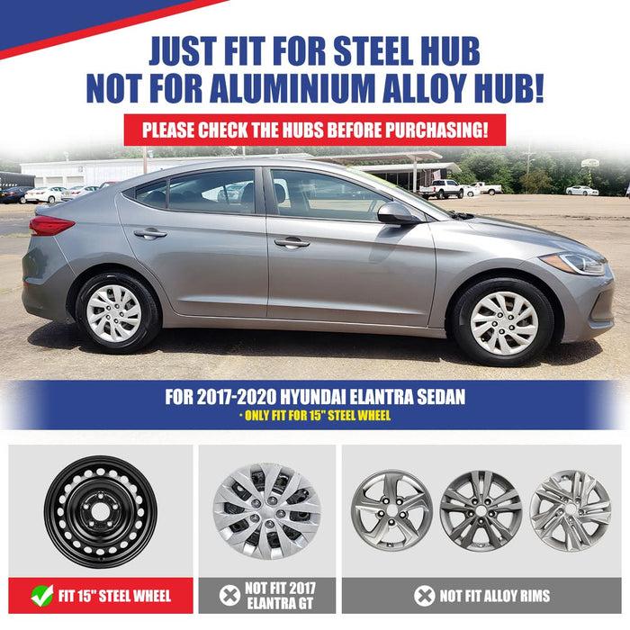 WOLFSTORM 4-Pack 15 Inch Wheel Rim Cover Hubcaps for 2017-2020 Hyundai Elantra Sedan
