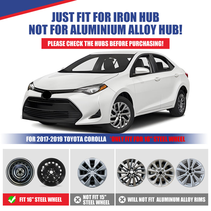 WOLFSTORM 16 Inch Hubcaps Fit for 2017-2019 TOYOTA COROLLA, Set of 4 Chrome Wheel Covers, ABS&PC Material Wheel Rim Covers for Steel Wheels, Snap-On Installation, 4-Piece