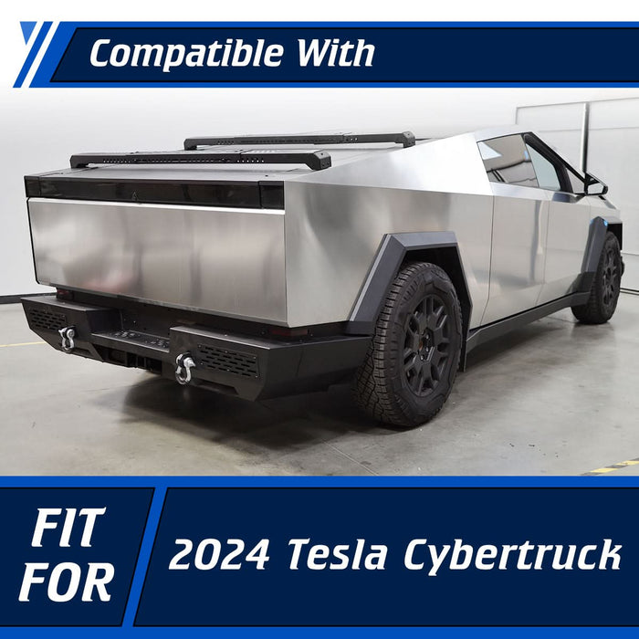 Front Bumper Assembly Fits for 2024 2025 Tesla Cybertruck, A Set of 2 D-Rings Included, Optional Side Wings, Skid Plate, Rear Bumper