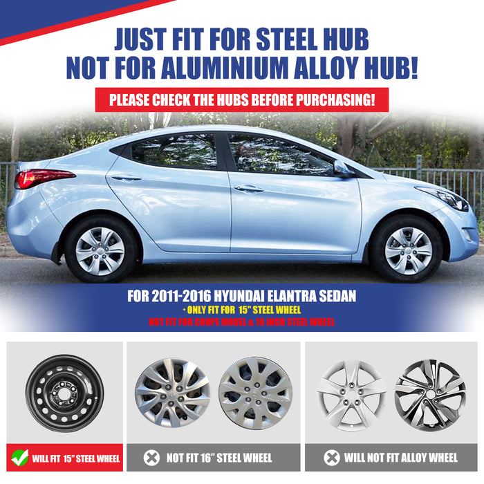 WOLFSTORM 4-Pack 15 Inch Wheel Rim Cover Hubcaps for 2011-2016 Hyundai Elantra Sedan