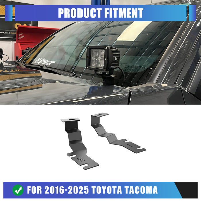 WOLFSTORM A-Pillar LED Lights Bar Mounting Brackets for 2016-2025 Toyota Tacoma & 2025 4 Runner