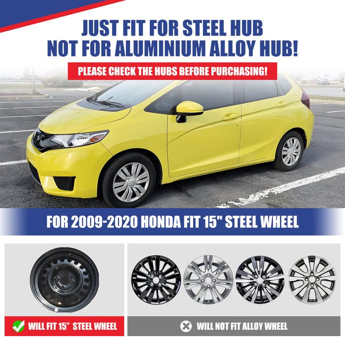 WOLFSTORM 4-Pack 15 Inch Wheel Rim Cover Hubcaps for 2009-2020 HONDA FIT