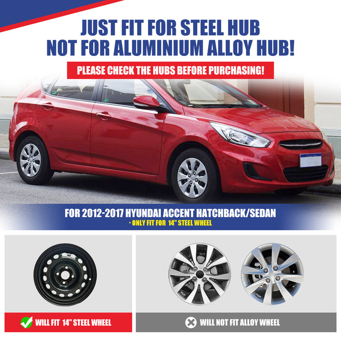 WOLFSTORM 4-Pack 14 Inch Wheel Rim Cover Hubcaps for 2012-2017 Hyundai Accent Hatchback/Sedan