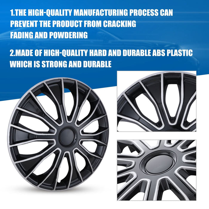 WOLFSTORM 4-Pack 16 Inch Universal Hubcaps for Steel Wheel Rims Cover