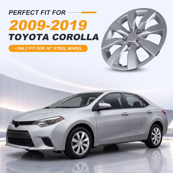 WOLFSTORM 4-Pack 16 Inch Wheel Rim Cover Hubcaps for 2014-2016 TOYOTA COROLLA（With Bolts）
