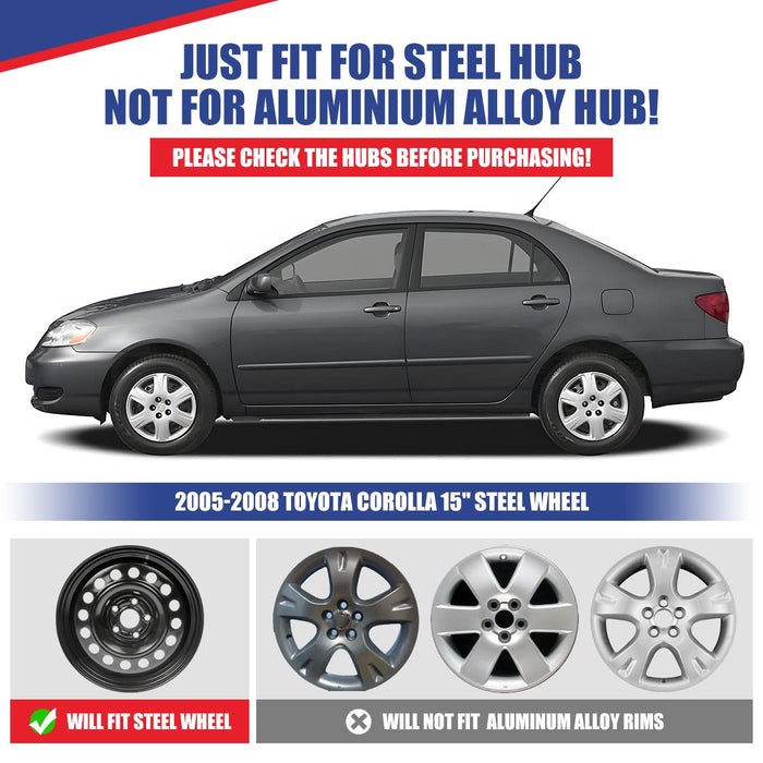 WOLFSTORM 4-Pack 15 Inch Wheel Rim Cover Hubcaps for 2005-2008 TOYOTA COROLLA