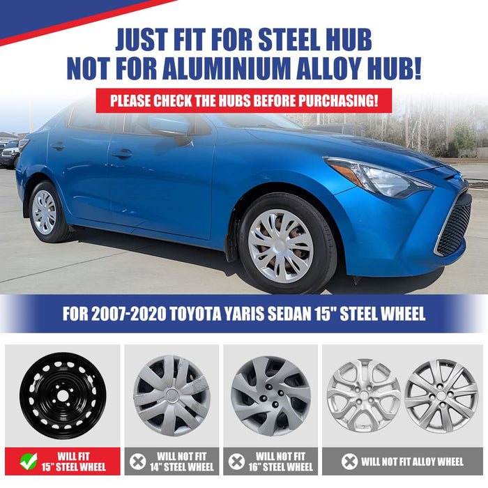 WOLFSTORM 4-Pack 15 Inch Wheel Rim Cover Hubcaps for 2019-2020 TOYOTA YARIS SEDAN