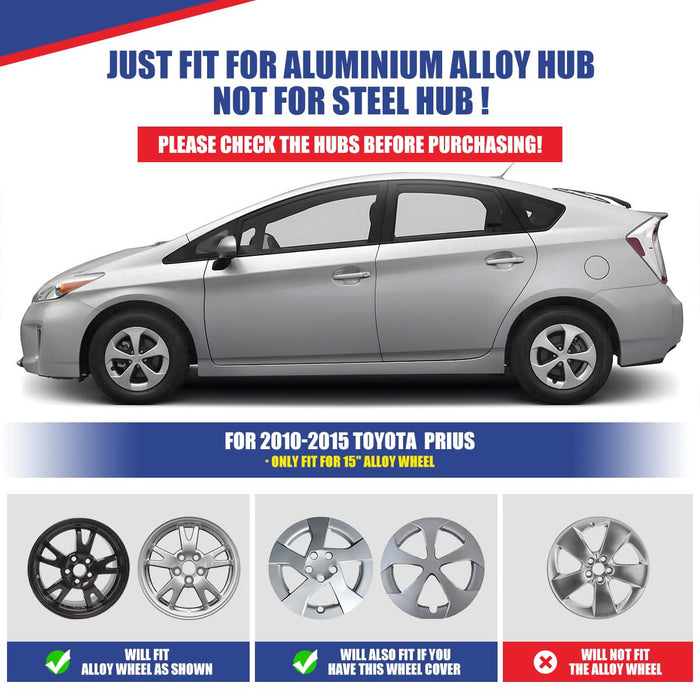 WOLFSTORM 4-Pack 15 Inch Wheel Rim Cover Hubcaps for 2010-2015 TOYOTA PRIUS