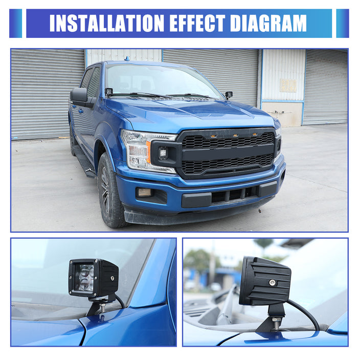 WOLFSTORM A-Pillar LED Lights Bar Mounting Brackets for 2015-2026 FORD F-150