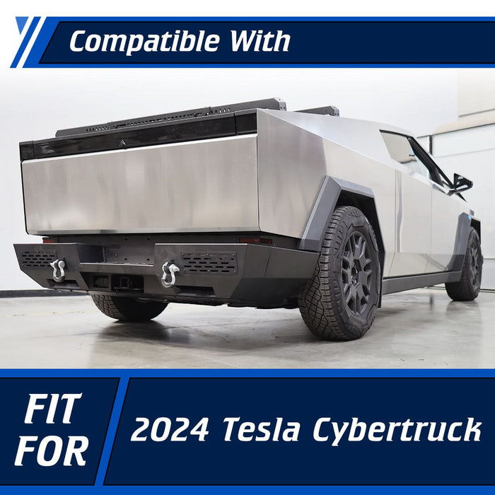 Front Bumper Assembly Fits for 2024 2025 Tesla Cybertruck, A Set of 2 D-Rings Included, Optional Side Wings, Skid Plate, Rear Bumper