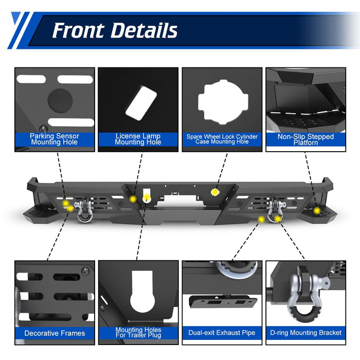 WOLFSTORM Rear Bumper for 2019-2025 GMC sierra 1500 & 2019-2025 Chevrolet Silverado 1500