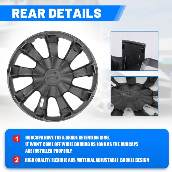 WOLFSTORM 4-Pack 13 Inch Universal Hubcaps for Steel Wheel Rims Cover