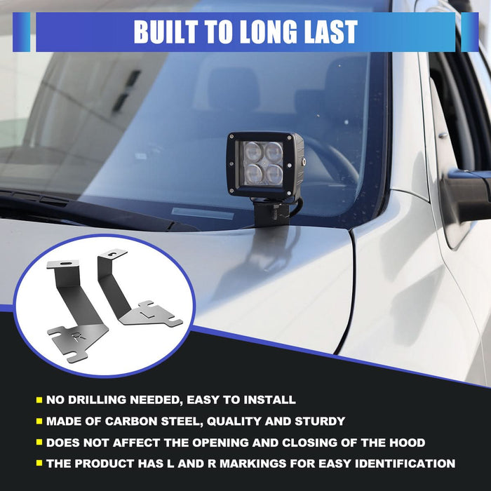 WOLFSTORM A-Pillar LED Lights Bar Mounting Brackets for 2014-2021 Toyota Tundra