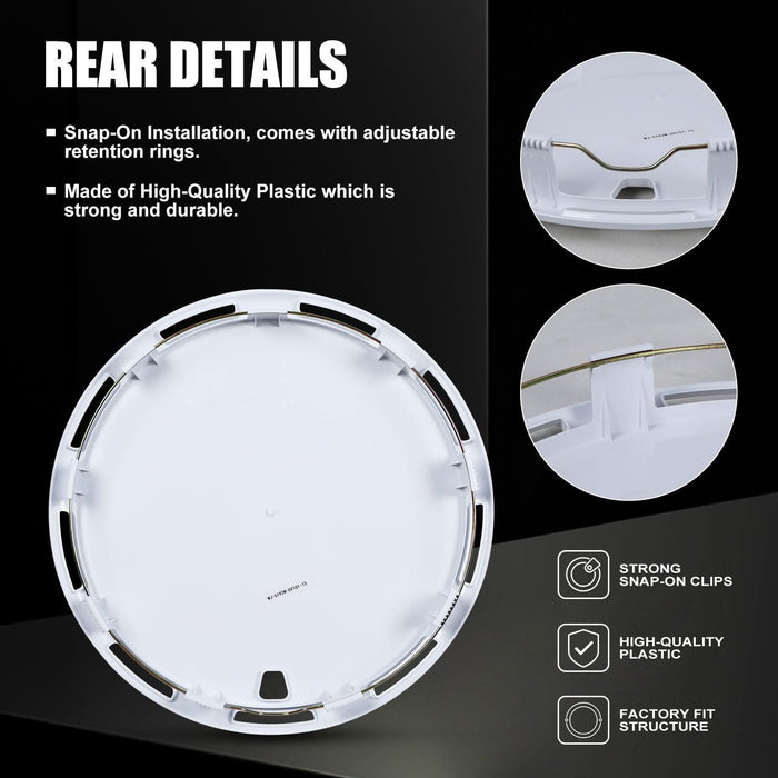 Aerodisc Full Coverage Wheel Covers for Universal Steel Wheels – White Rabbit Custom Pattern Hubcaps, Set of 4