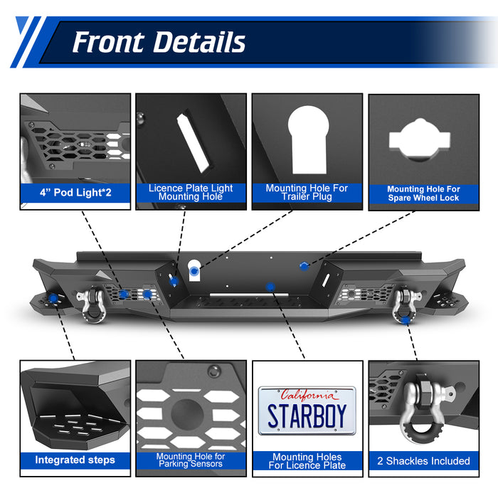 WOLFSTORM Rear Bumper for 2019-2023 Ford Ranger