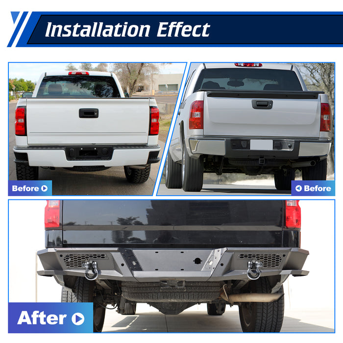 WOLFSTORM Rear Bumper for 2007-2018 Chevrolet Silverado 1500 and 2007-2018 GMC Sierra 1500