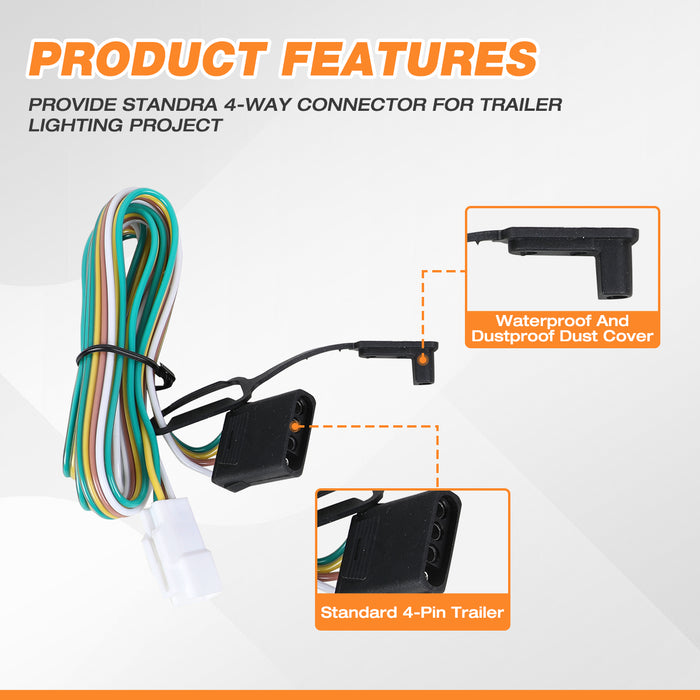 4-Pin Trailer Wiring Harness, Fits for 2008-2019 Toyota Highlander From Wolfstorm