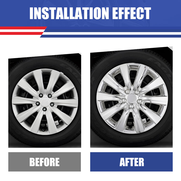 WOLFSTORM 16 Inch Hubcaps Fit for 2009-2013 TOYOTA COROLLA, Set of 4 Chrome Wheel Covers, ABS&PC Material Wheel Rim Covers for Steel Wheels, Snap-On Installation, 4-Piece