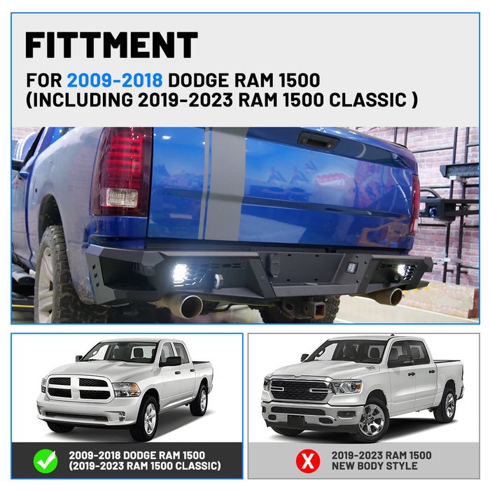 WOLFSTORM Rear Bumper for 2009-2018 Dodge Ram 1500
