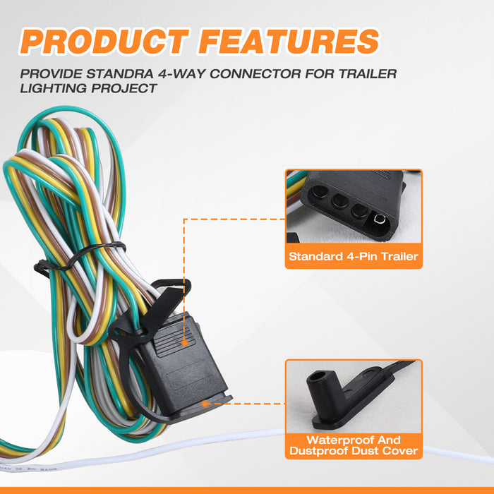 4-Pin Trailer Wiring Harness, Fits for Toyota RAV4 & Mitsubishi Outlander From Wolfstorm
