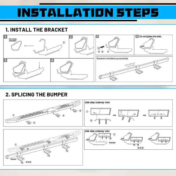 WOLFSTORM Side Steps for 2021-2025 Ford Bronco (4 Doors ONLY)
